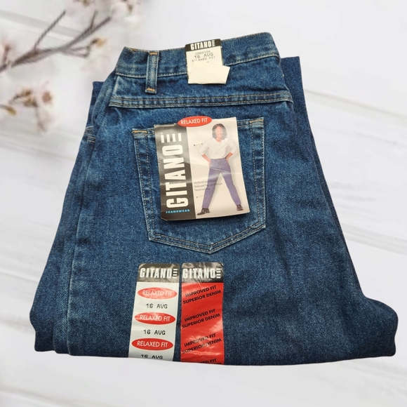 Vtg NwT Gitano Relaxed Fit Women's Size 16 Average Blue Dark Wash GM601DS Jeans - Picture 1 of 12